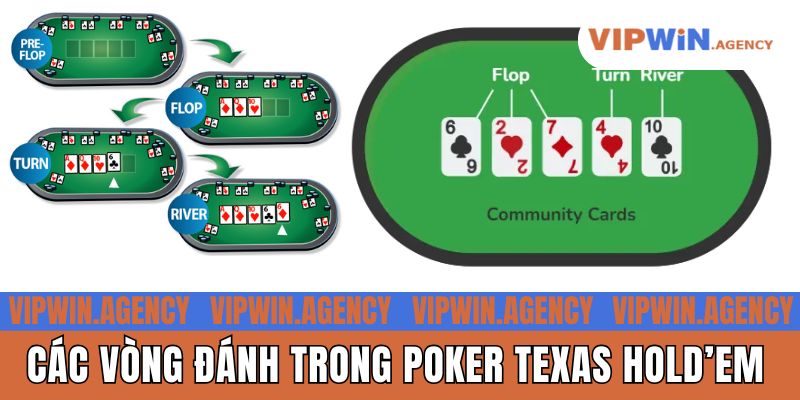 Các vòng đánh trong Poker Texas Hold’em
